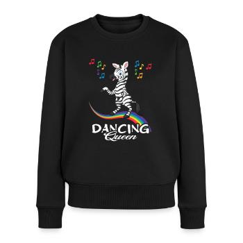 Danseur zèbre dansant dans l’arc-en-ciel - Pull Premium bio Femme - noir - Devant - Julia (174cm)