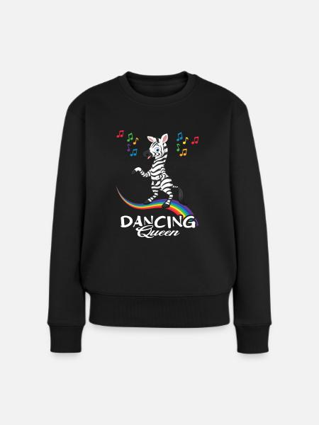 Zebra Tänzerin tanzt im Regenbogen "dancing " - Frauen Premium Bio Pullover - Schwarz