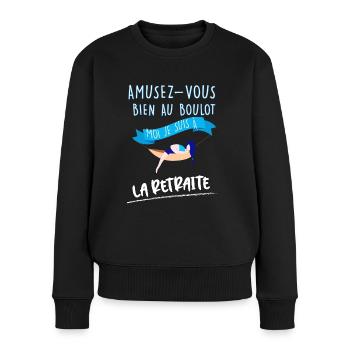 La Retraite Humour Femme - Pull Premium bio Femme - noir - Devant - Julia (174cm)