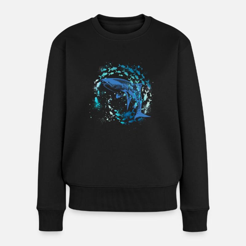 fischschwarm,fische,malerei,graffiti,Hai - Frauen Premium Bio Pullover - Schwarz