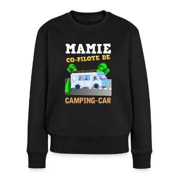 Camping Car Femme Mamie Co Pilote Retraite - Pull Premium bio Femme - noir - Devant - Julia (174cm)