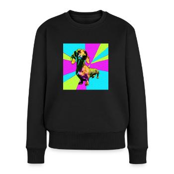 Teckel Pop Art - Pull Premium bio Femme - noir - Devant - Julia (174cm)