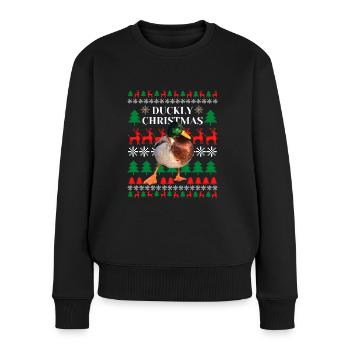 Weihnachts-Ente Ugly Christmas - Frauen Premium Bio Pullover - Schwarz - Vorne - Julia (174cm)