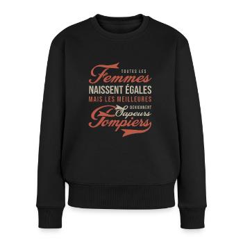 FEMME SAPEUR POMPIER Cadeau - Pull Premium bio Femme - noir - Devant - Julia (174cm)