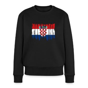 Kroatien Flagge Adria Zagreb Kroatische Fahne - Frauen Premium Bio Pullover - Schwarz - Vorne - Julia (174cm)