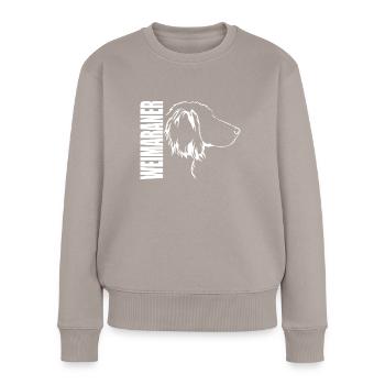 WEIMARANER profil cheveux longs chiens Wilsigns - Pull Premium bio Femme - taupe - Devant - Julia (174cm)