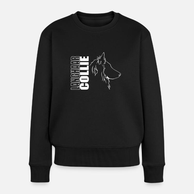 Langhaar Collie Profil Hunde Hund Wilsigns - Frauen Premium Bio Pullover - Schwarz