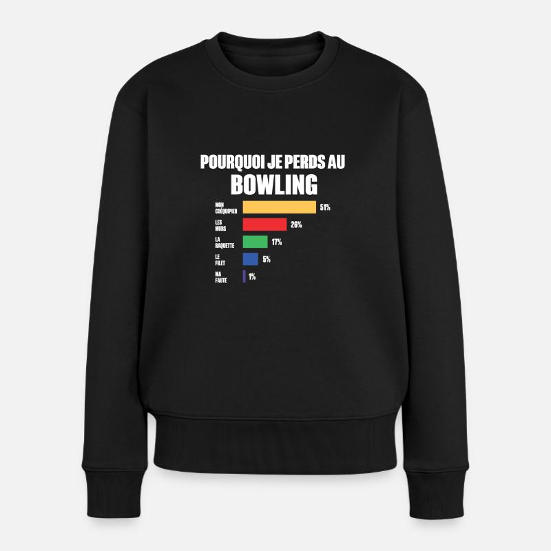 Bowling Trikot Ich kann nicht Bowling - Frauen Premium Bio Pullover - Schwarz