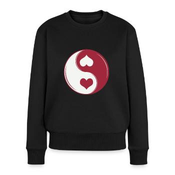 Yin und Yang - Liebe und Hass - Frauen Premium Bio Pullover - Schwarz - Vorne - Julia (174cm)