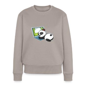 Panda in the home office - Women's Premium Organic Jumper - taupe - Front - Julia (174cm)