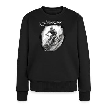 Freerider weiß - Frauen Premium Bio Pullover - Schwarz - Vorne - Julia (174cm)