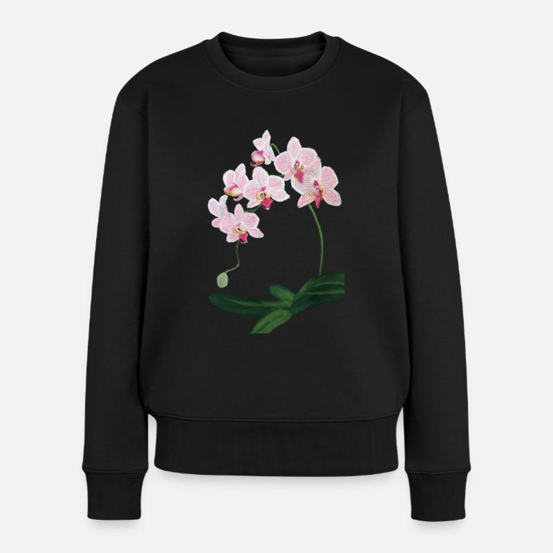 Dessin des orchidées roses de phalaepnopsis - Pull Premium bio Femme - noir