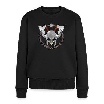 Heidnischer Krieger - Frauen Premium Bio Pullover - Schwarz - Vorne - Julia (174cm)