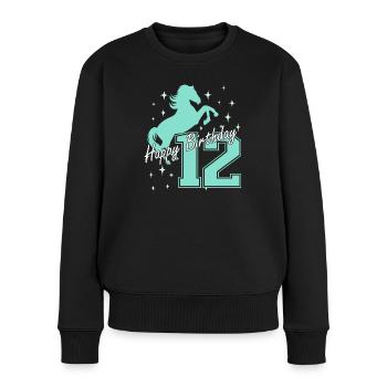 12. Geburtstag Reiten Pferd Reitstall - Frauen Premium Bio Pullover - Schwarz - Vorne - Julia (174cm)