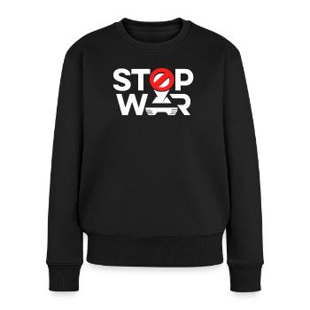 Stop War - Frauen Premium Bio Pullover - Schwarz - Vorne - Julia (174cm)