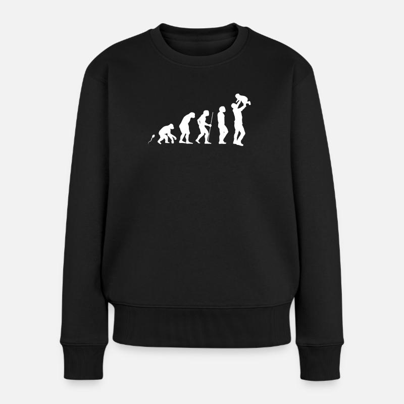 Dad Evolution Fun Shirt - Frauen Premium Bio Pullover - Schwarz
