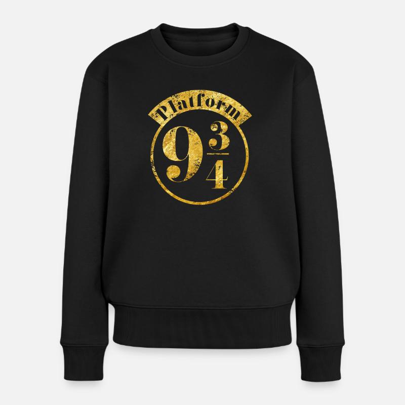 Harry Potter Platform 9 3/4 Gold - Frauen Premium Bio Pullover - Schwarz