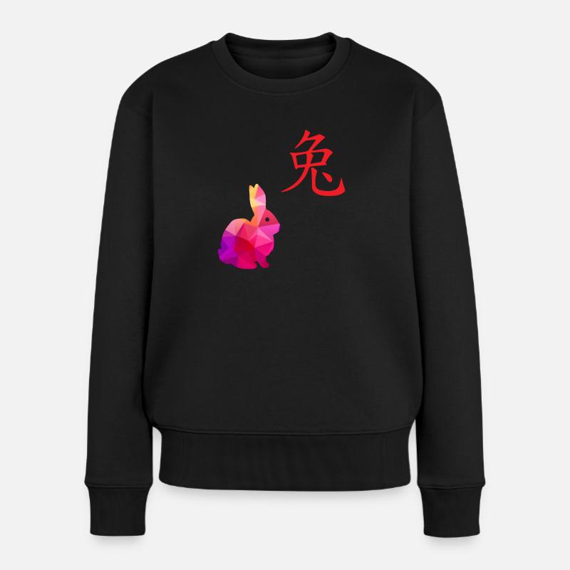 Chinesisches Sternzeichen Hase - Geschenkidee - Frauen Premium Bio Pullover - Schwarz