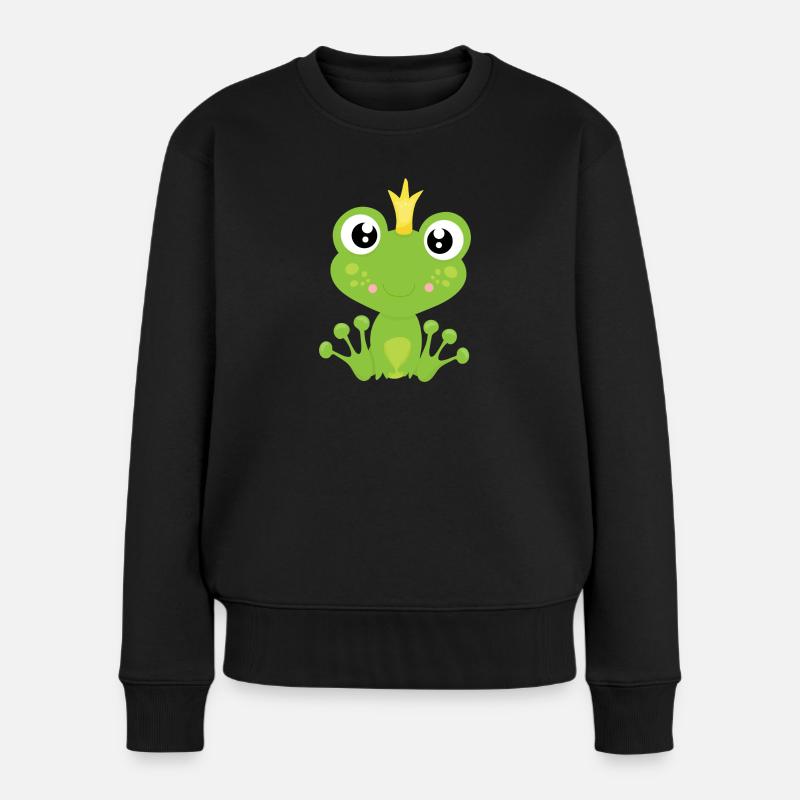 Froschkönig - Frauen Premium Bio Pullover - Schwarz