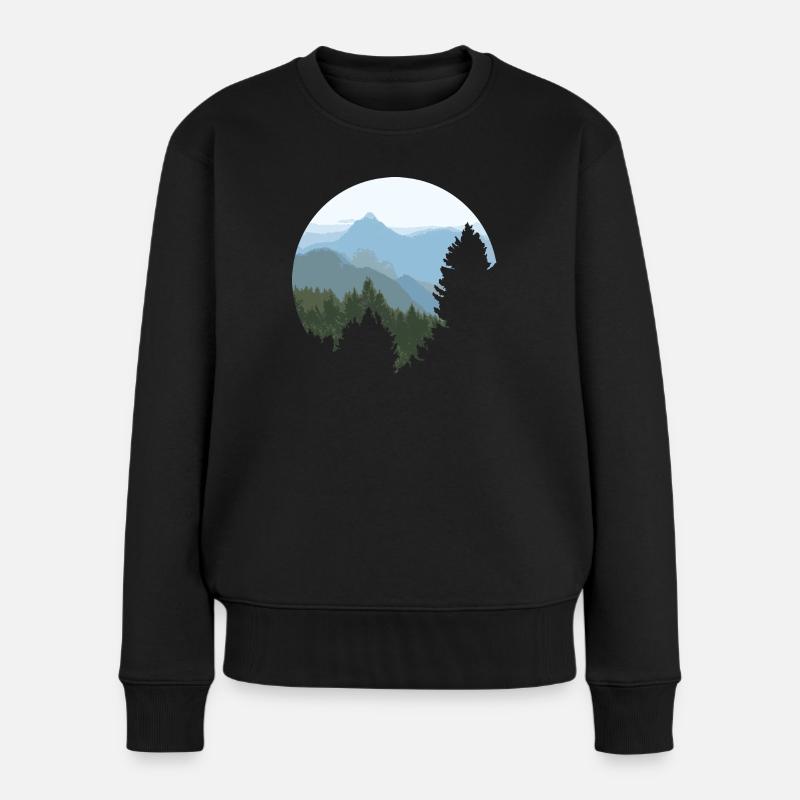 Einsamer Berg - Frauen Premium Bio Pullover - Schwarz