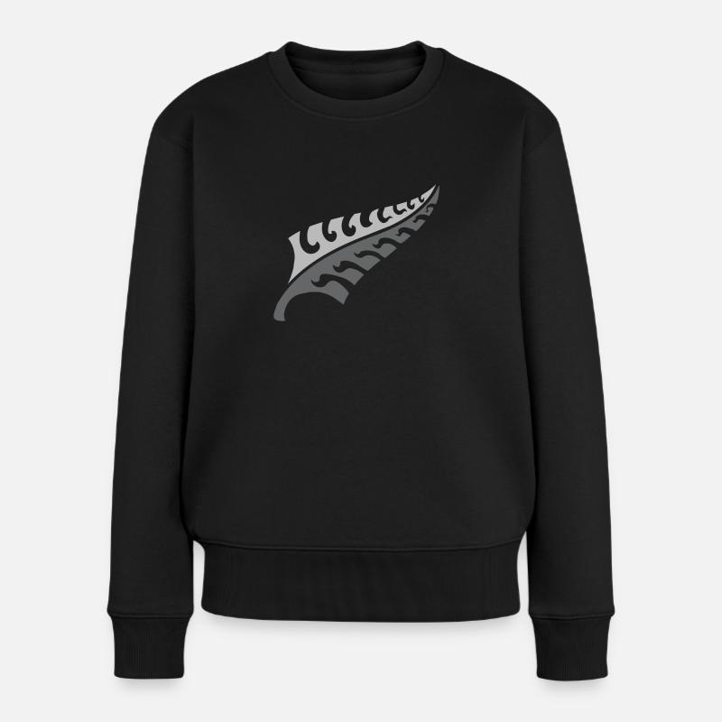 Jagged Neuer Silberfarn NEUSEELAND - Frauen Premium Bio Pullover - Schwarz