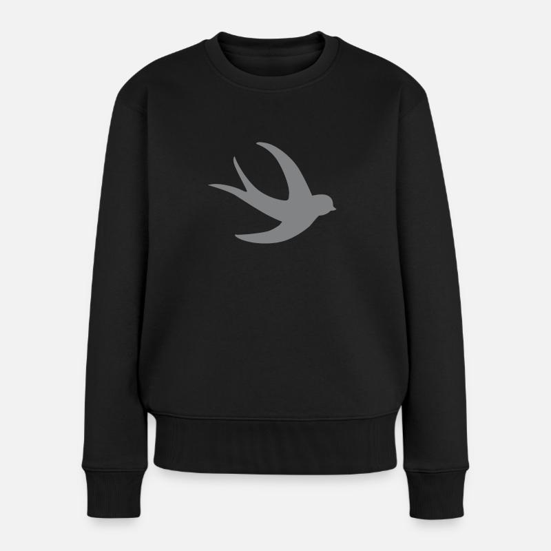 einzelner fliegender Schwalbenvogel im Grau - Frauen Premium Bio Pullover - Schwarz