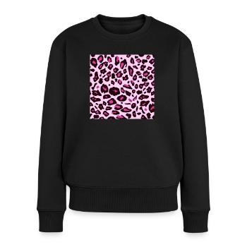 Rosa Leopardenmuster - Gepardenflecken - Frauen Premium Bio Pullover - Schwarz - Vorne - Julia (174cm)