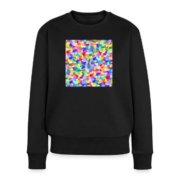 Konfetti Regenbogenherzen Muster - Frauen Premium Bio Pullover - Schwarz - Vorne - Julia (174cm)