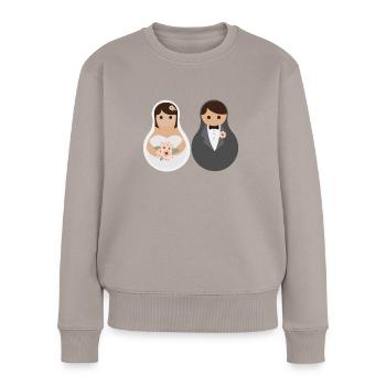 Russland Matrjoschka-Puppen Hochzeitsgeschenk - Frauen Premium Bio Pullover - Taupe - Vorne - Julia (174cm)