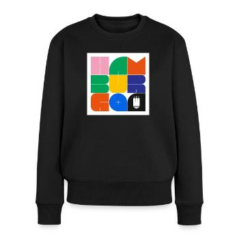 Hamburg Design abstrakt minimalistisch mit Wappen - Frauen Premium Bio Pullover - Schwarz - Vorne - Julia (174cm)