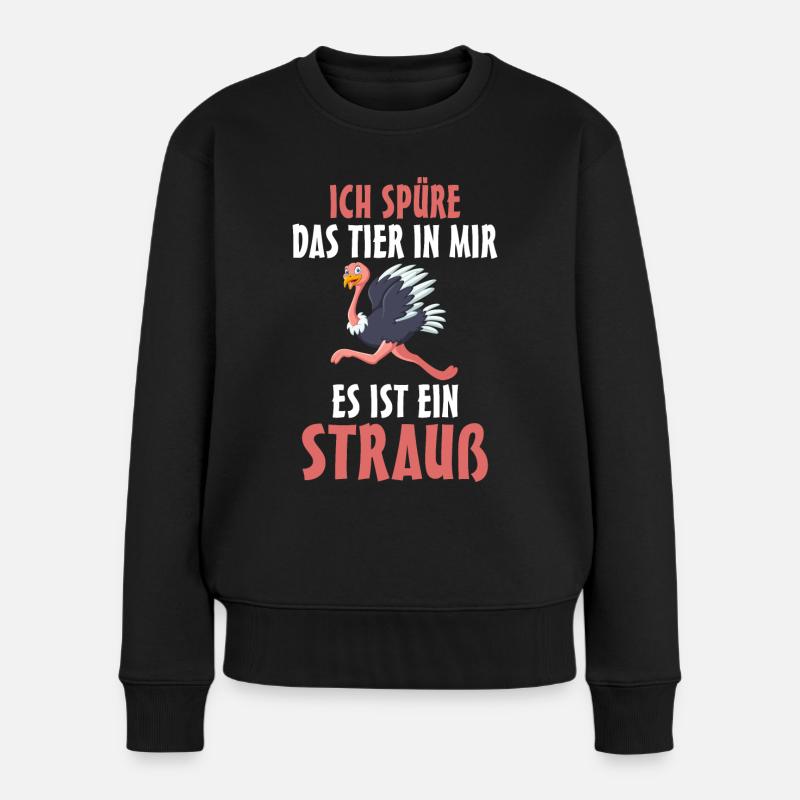Strauß - Frauen Premium Bio Pullover - Schwarz