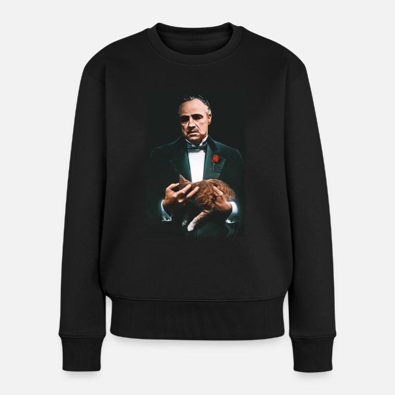 Der Pate The Godfather Don Corleone Mit Katze - Frauen Premium Bio Pullover - Schwarz