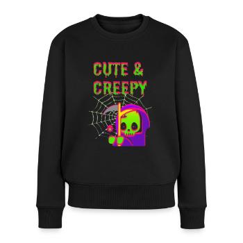 Drôle et mignon Halloween Design / Tshirt - Pull Premium bio Femme - noir - Devant - Julia (174cm)