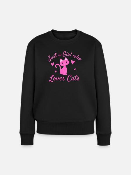 Wer liebt Katzen Lustige T-Shirt Mädchen - Frauen Premium Bio Pullover - Schwarz