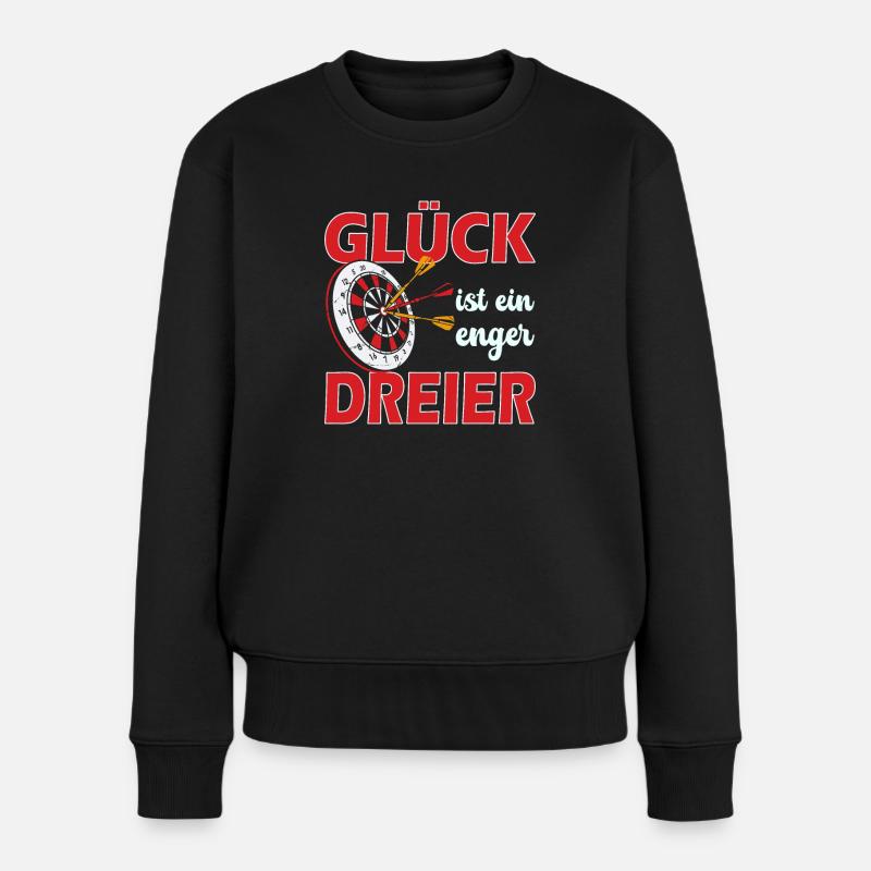 Glück ist ein enger Dreier - Frauen Premium Bio Pullover - Schwarz
