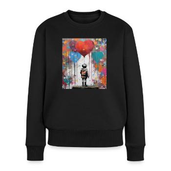 LIEBE ZU STREET-ART-LUFTBALLONS - Frauen Premium Bio Pullover - Schwarz - Vorne - Julia (174cm)