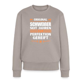 Zur Perfektion gereifter Schweißer - Frauen Premium Bio Pullover - Taupe - Vorne - Julia (174cm)