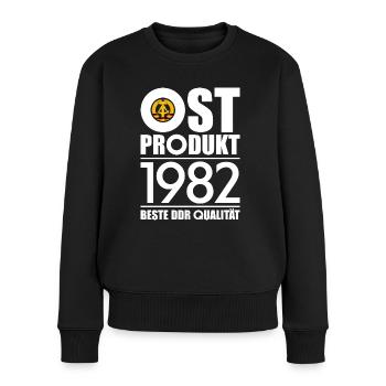 OSTPRODUKT 1982 DDR OSSI 44. GEBURTSTAG - Frauen Premium Bio Pullover - Schwarz - Vorne - Julia (174cm)