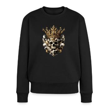 Royal Crown Meets Skull – Unique & Noble - Women's Premium Organic Jumper - black - Front - Julia (174cm)