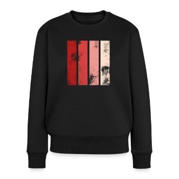 Retro Streifen Rot - Frauen Premium Bio Pullover - Schwarz - Vorne - Julia (174cm)