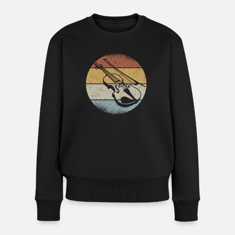 Geige Retro Violine Violinist Geigenspieler - Frauen Premium Bio Pullover - Schwarz