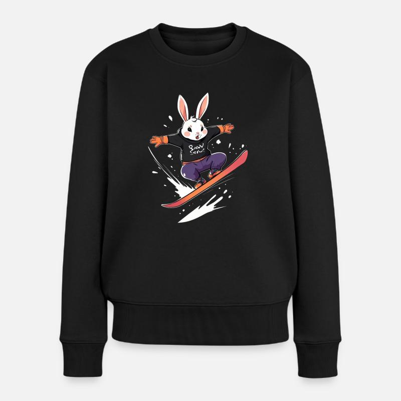 Snowboard-Hase - Frauen Premium Bio Pullover - Schwarz