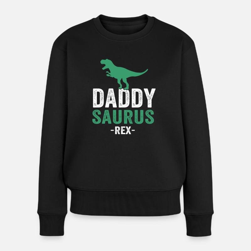 Daddysaurus - Frauen Premium Bio Pullover - Schwarz