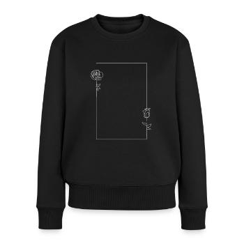 One line art Rahmen Rosen Blumen abstrakte Kunst - Frauen Premium Bio Pullover - Schwarz - Vorne - Julia (174cm)