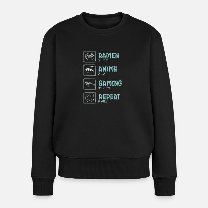 Jeux d’anime Ramen replay - Pull Premium bio Femme - noir