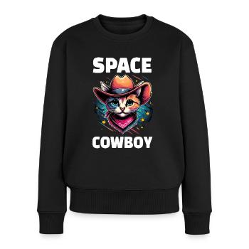 Space Cowboy Cat Illustration Sketch Stars - Women's Premium Organic Jumper - black - Front - Julia (174cm)