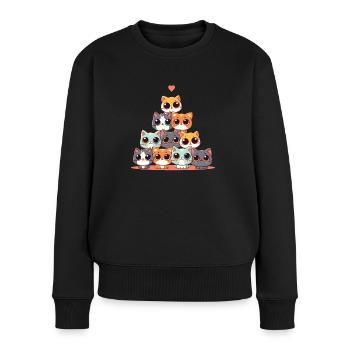 La vie est meilleure avec les chats - Pull Premium bio Femme - noir - Devant - Julia (174cm)