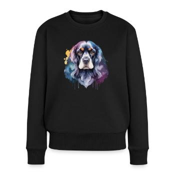 Cocker Spaniel Hund Cool Bunt Niedlich - Frauen Premium Bio Pullover - Schwarz - Vorne - Julia (174cm)