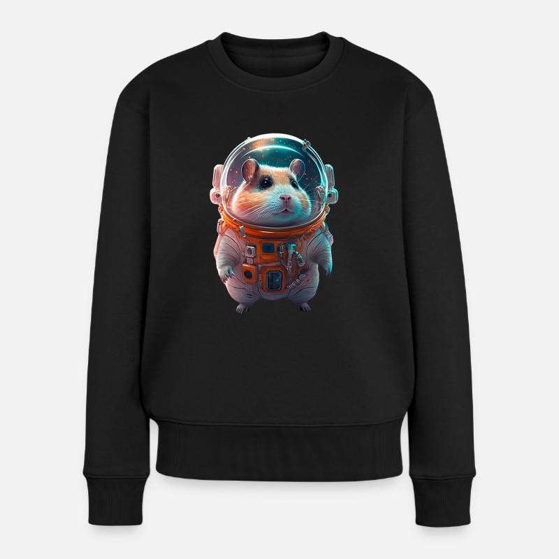 Hamster Astronaut Raumanzug - Frauen Premium Bio Pullover - Schwarz