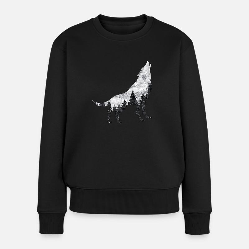 Protection de la faune sauvage du loup - Pull Premium bio Femme - noir